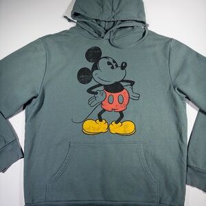 Disney Mickey Mouse Graphic Hoodie | Vintage Wash Green | Size L